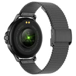 Bracelet intelligent étanche 1,2 pouce CF12 avec sangle en acier, support de surveillance de la fréquence cardiaque / surveillance de la pression artérielle, sangle en acier CF12 (noir)