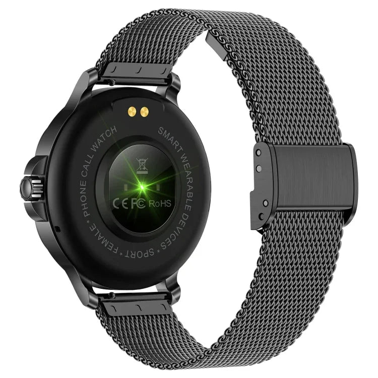 Bracelet intelligent étanche 1,2 pouce CF12 avec sangle en acier, support de surveillance de la fréquence cardiaque / surveillance de la pression artérielle, sangle en acier CF12 (noir)