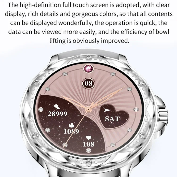 Bracelet intelligent étanche 1,2 pouce CF12 avec sangle en acier, support de surveillance de la fréquence cardiaque / surveillance de la pression artérielle, sangle en acier CF12 (noir)