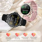Bracelet intelligent étanche 1,2 pouce CF12 avec sangle en acier, support de surveillance de la fréquence cardiaque / surveillance de la pression artérielle, sangle en acier CF12 (noir)