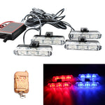 4 in 1 Car 12LEDs Grille Flash Lights Warning Lights with Wireless Remote Control, Red, Red White, Red Blue, Yellow, Yellow White, Blue, Blue White, White