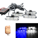 4 in 1 Car 12LEDs Grille Flash Lights Warning Lights with Wireless Remote Control, Red, Red White, Red Blue, Yellow, Yellow White, Blue, Blue White, White