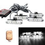 4 in 1 Car 12LEDs Grille Flash Lights Warning Lights with Wireless Remote Control, Red, Red White, Red Blue, Yellow, Yellow White, Blue, Blue White, White