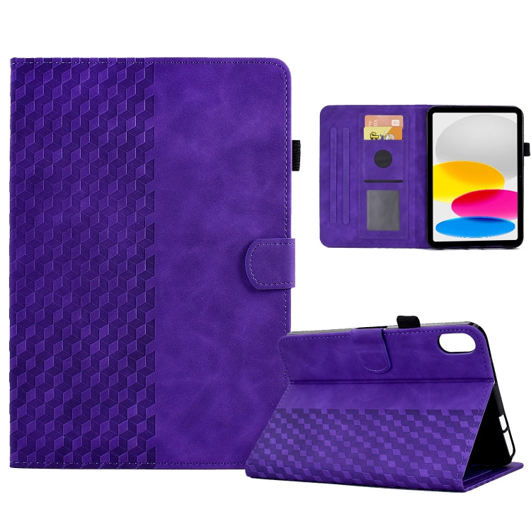 Pour iPad 10e génération 10,9 2022 Étui de tablette intelligent en cuir gaufré losange, pour iPad 10e génération 10,9 2022