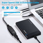 Câble d'extension USB 3.0 mâle vers femelle pour synchronisation de données à grande vitesse, Longueur : 10m, 10m