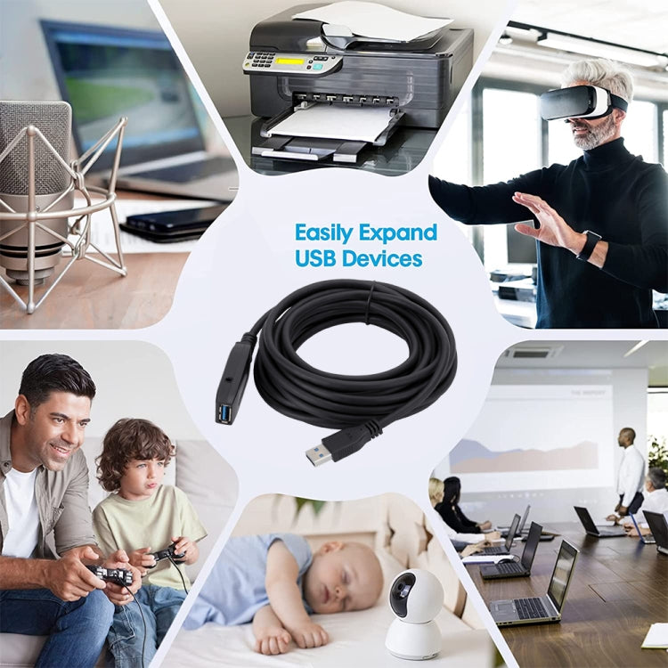 Câble d'extension USB 3.0 mâle vers femelle pour synchronisation de données à grande vitesse, Longueur : 10m, 10m