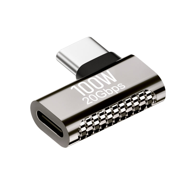 Adaptateur en alliage de zinc Type-C mâle vers Type-C femelle 100W 20Gbps, Type-C mâle vers Type-C femelle plié latéralement, Type-C mâle vers Type-C femelle angle vertical, Type-C mâle vers Type-C femelle plié moyen, Type-C mâle vers Type-C femelle droit