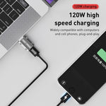Adaptateur droit en alliage de zinc Type-C femelle vers USB 3.0 mâle 120W, Type-C femelle vers USB 3.0 mâle droit