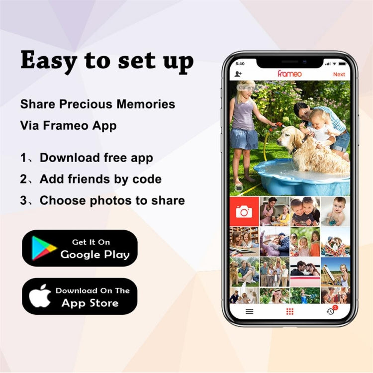 Cadre photo cloud WiFi écran IPS 10,1 pouces, RK3126C Quad Core jusqu’à 1,5GHz, 1GB+16GB, prise AU, US, EU, UK
