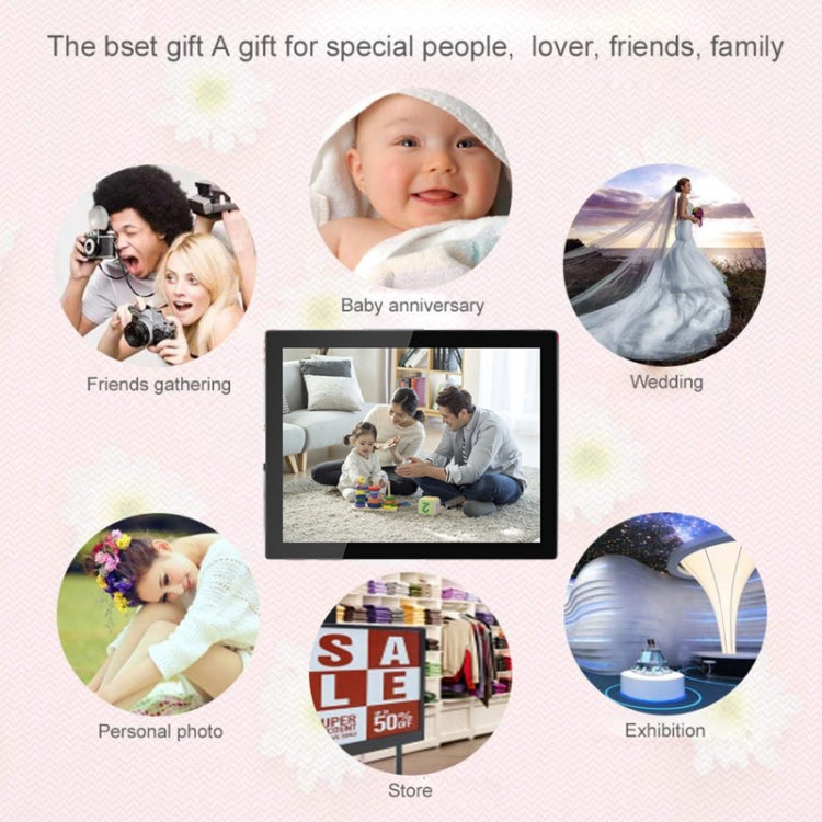Cadre photo cloud WiFi IPS 15 pouces, RK3126C Quad Core jusqu'à 1,5 GHz, Android 6.0, 1 Go+16 Go, prise AU, prise US, prise EU, prise UK