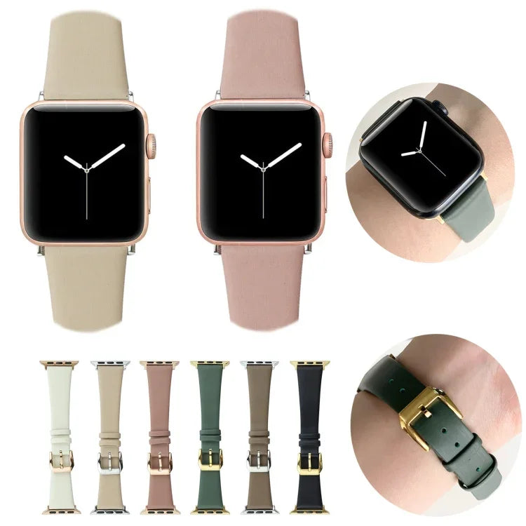 Bracelet en cuir soyeux, pour Apple Watch Series 8 et 7 41 mm / SE 2 et 6 et SE et 5 et 4 40 mm, pour Apple Watch Ultra 49 mm / Series 8 et 7 45 mm / SE 2 et 6 et SE et 5 et 4 44 mm