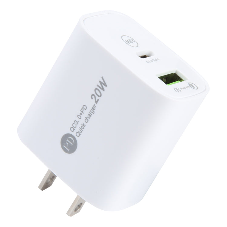 Chargeur rapide PD 20W USB-C/Type-C + QC 3.0 USB, spécification : prise US