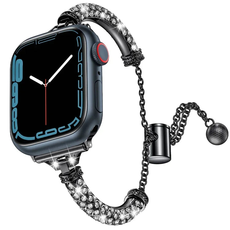Bracelet de montre en métal avec diamants incrustés, pour Apple Watch Series 8&7 45mm / SE 2&6&SE&5&4 44mm, pour Apple Watch Series 8&7 41mm / SE 2&6&SE&5&4 40mm