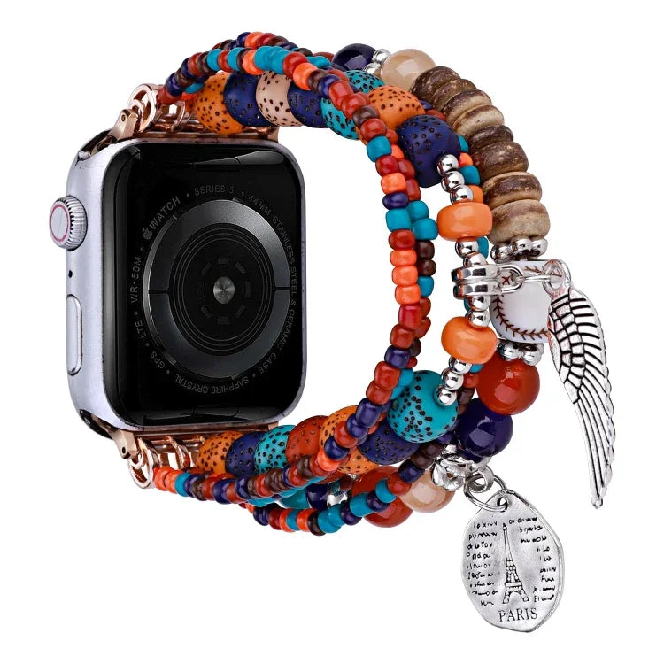 Bracelet-montre à breloques perlées Posey Wings, Pour Apple Watch Series 8&7 45mm / SE 2&6&SE&5&4 44mm, Pour Apple Watch Series 8&7 41mm / SE 2&6&SE&5&4 40mm