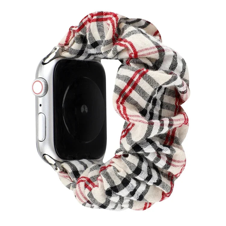 Bracelet de montre en tissu à motif floral à carreaux, pour Apple Watch Ultra 49 mm / Series 8&7 45 mm / SE 2&6&SE&5&4 44 mm / 3&2&1 42 mm, pour Apple Watch Series 8&7 41 mm / SE 2&6&SE&5&4 40 mm / 3&2&1 38 mm