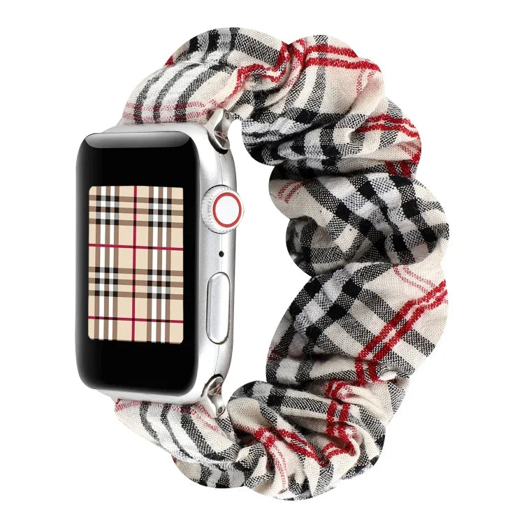 Bracelet de montre en tissu à motif floral à carreaux, pour Apple Watch Ultra 49 mm / Series 8&7 45 mm / SE 2&6&SE&5&4 44 mm / 3&2&1 42 mm, pour Apple Watch Series 8&7 41 mm / SE 2&6&SE&5&4 40 mm / 3&2&1 38 mm