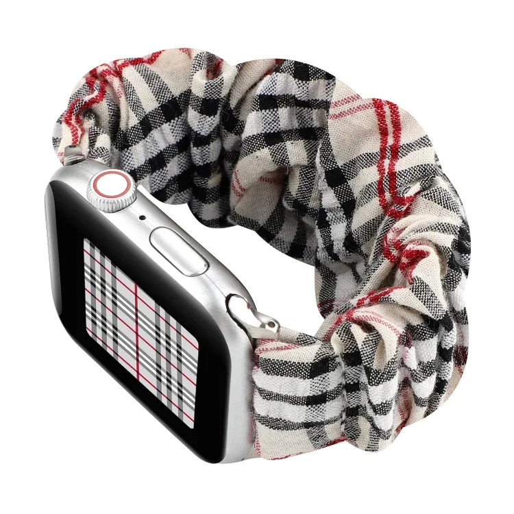 Bracelet de montre en tissu à motif floral à carreaux, pour Apple Watch Ultra 49 mm / Series 8&7 45 mm / SE 2&6&SE&5&4 44 mm / 3&2&1 42 mm, pour Apple Watch Series 8&7 41 mm / SE 2&6&SE&5&4 40 mm / 3&2&1 38 mm