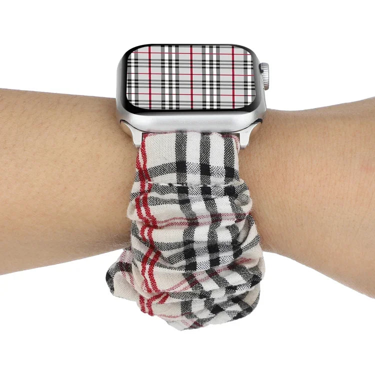 Bracelet de montre en tissu à motif floral à carreaux, pour Apple Watch Ultra 49 mm / Series 8&7 45 mm / SE 2&6&SE&5&4 44 mm / 3&2&1 42 mm, pour Apple Watch Series 8&7 41 mm / SE 2&6&SE&5&4 40 mm / 3&2&1 38 mm