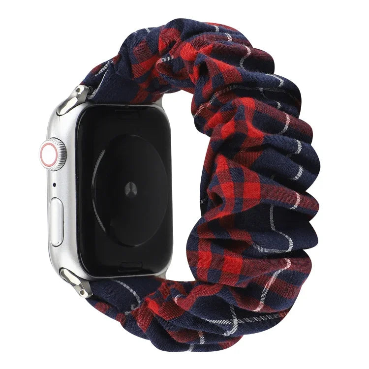 Bracelet de montre en tissu à motif floral à carreaux, pour Apple Watch Ultra 49 mm / Series 8&7 45 mm / SE 2&6&SE&5&4 44 mm / 3&2&1 42 mm, pour Apple Watch Series 8&7 41 mm / SE 2&6&SE&5&4 40 mm / 3&2&1 38 mm