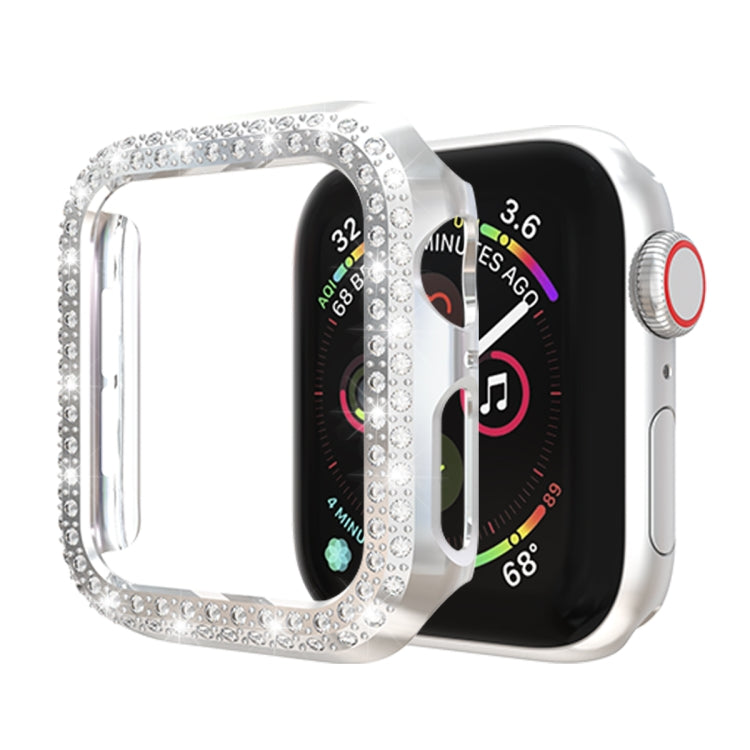 Coque de protection PC double rangée de diamants, Pour Apple Watch Series 6 / 5 / 4 / SE 2025 / 2023 / 2022 40mm, Pour Apple Watch Series 3 & 2 & 1 42mm