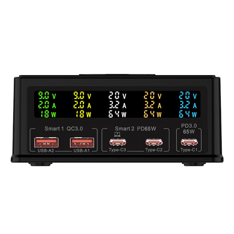 Chargeur multi-ports 868H 6 en 1 160 W avec 3 ports USB-C PD + 2 ports USB QC3.0, 868H