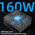 Chargeur multi-ports 868H 6 en 1 160 W avec 3 ports USB-C PD + 2 ports USB QC3.0, 868H