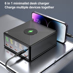 Chargeur multi-ports 868H 6 en 1 160 W avec 3 ports USB-C PD + 2 ports USB QC3.0, 868H