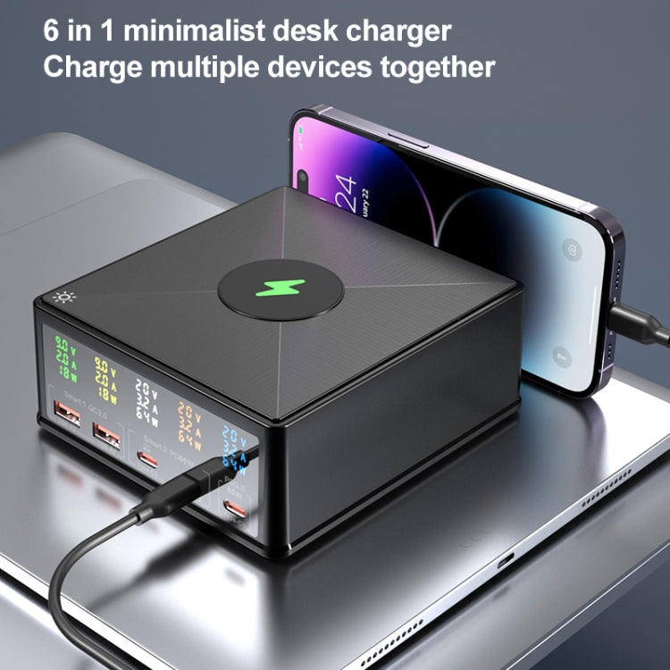Chargeur multi-ports 868H 6 en 1 160 W avec 3 ports USB-C PD + 2 ports USB QC3.0, 868H