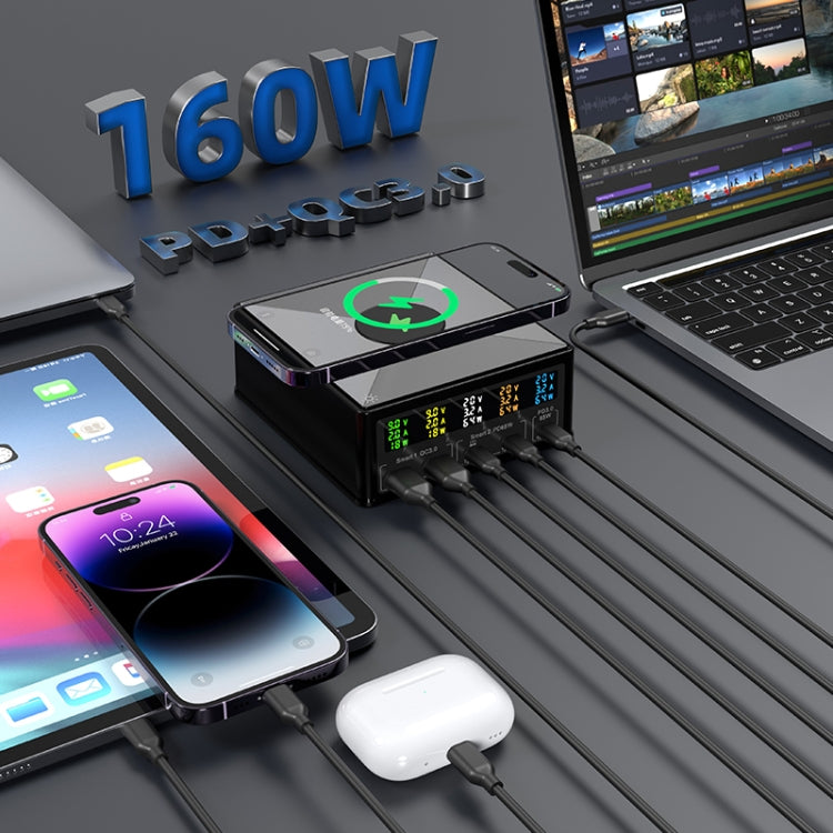 Chargeur multi-ports 868H 6 en 1 160 W avec 3 ports USB-C PD + 2 ports USB QC3.0, 868H