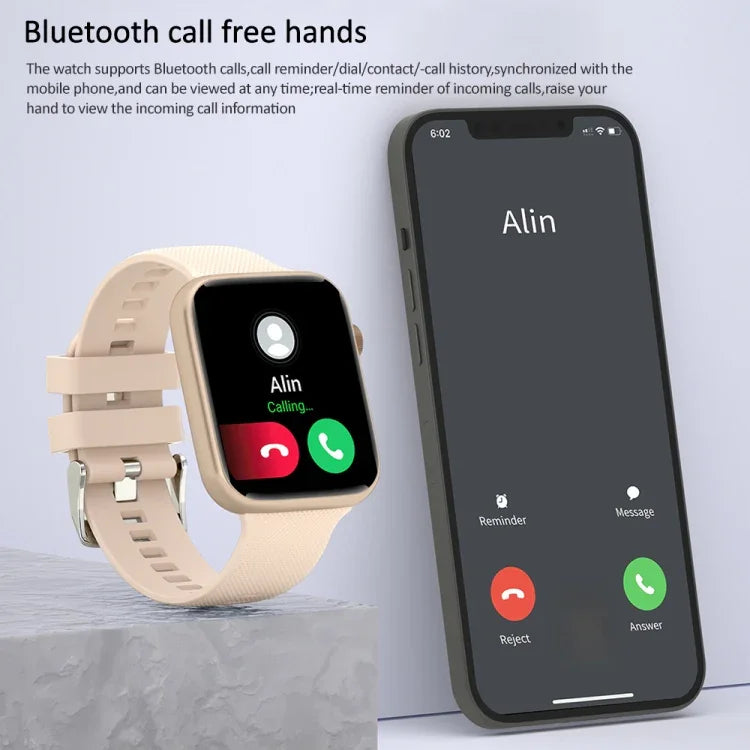 Montre connectée HT15 avec bracelet en silicone de 1,85 pouce, étanche IP67, compatible avec les appels Bluetooth et le suivi du sommeil.