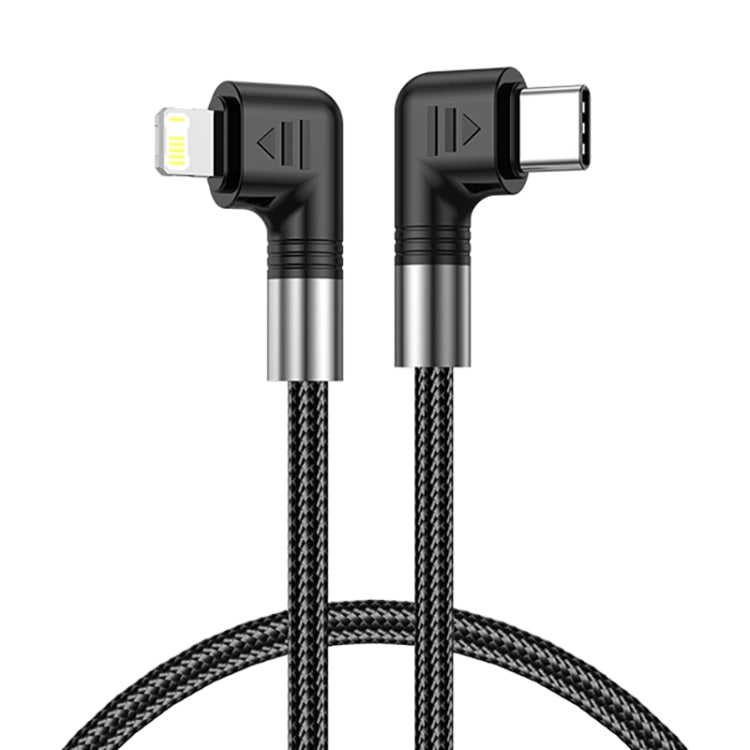 A9 30W USB-C/Type-C to 8 Pin Double Elbow Data Cable, 0.5m, 1m, 2m, 3m