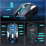 Souris sans fil lumineuse colorée HXSJ T300 7 touches 2400DPI 2.4G, T300 Noir, T300 Blanc