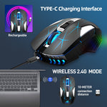 Souris sans fil lumineuse colorée HXSJ T300 7 touches 2400DPI 2.4G, T300 Noir, T300 Blanc
