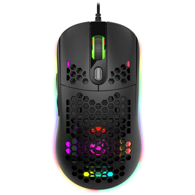 Souris de jeu filaire HXSJ X600 à 6 touches, rétroéclairage RGB, macro programmation, X600
