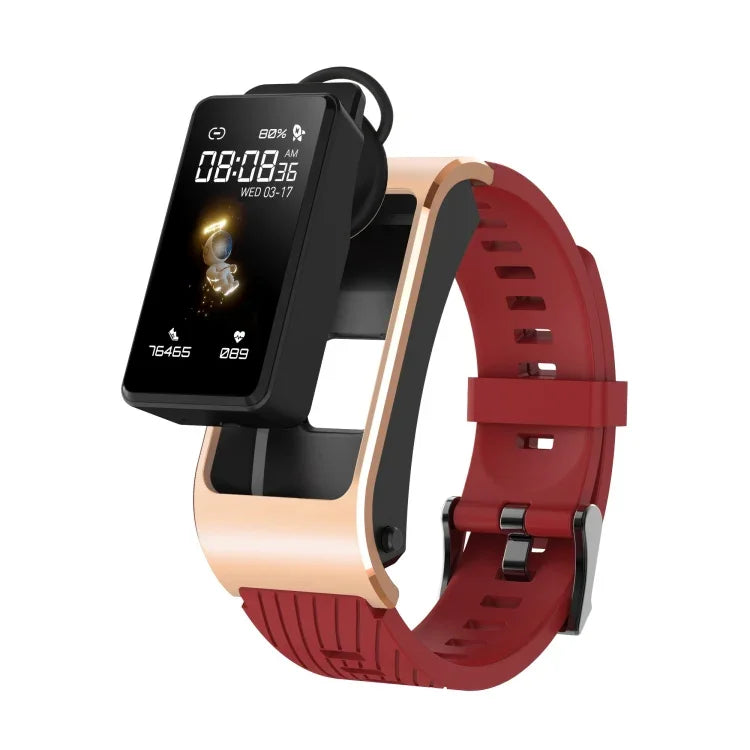 H21 Montre intelligente détachable avec bracelet en silicone de 1,14 pouce, compatible avec la mesure de la température / l'appel Bluetooth / le contrôle vocal, bracelet en silicone (rouge), bracelet en silicone (noir)