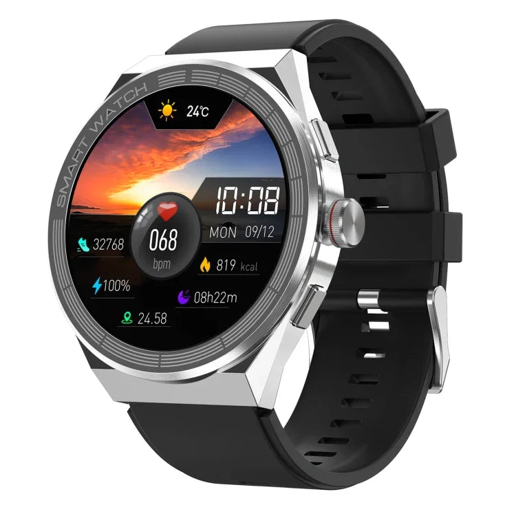 BM01 Bracelet en silicone de 1,45 pouce, Montre connectée étanche IP68 prenant en charge les appels Bluetooth / NFC, Bracelet en silicone (Argent), Bracelet en silicone (Noir)