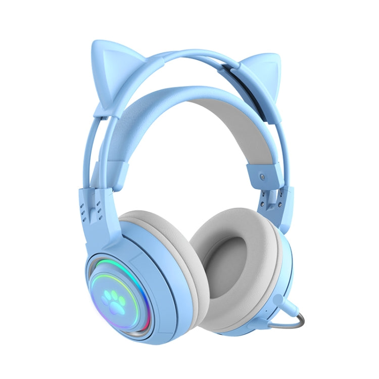 Casque sans fil Bluetooth stéréo T25 RGB avec oreilles de chat et microphone détachable