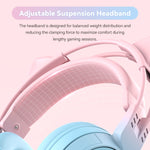 Casque sans fil Bluetooth stéréo T25 RGB avec oreilles de chat et microphone détachable