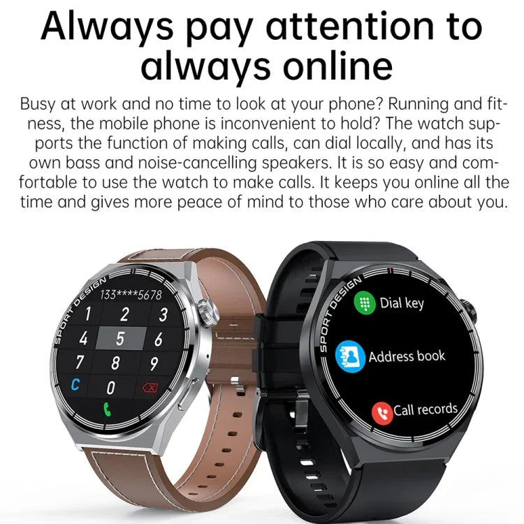 Montre intelligente étanche IP67 HDT 3 Max 1,6 pouces avec bracelet en silicone, prise en charge des appels Bluetooth / NFC, bracelet en silicone (noir), bracelet en silicone (argent)