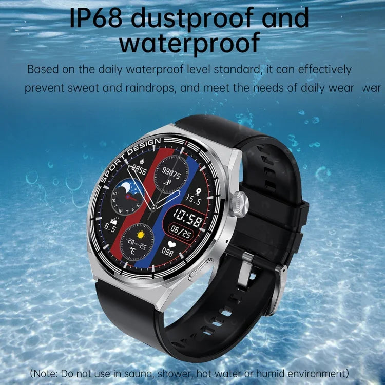 Montre intelligente étanche IP67 HDT 3 Max 1,6 pouces avec bracelet en silicone, prise en charge des appels Bluetooth / NFC, bracelet en silicone (noir), bracelet en silicone (argent)