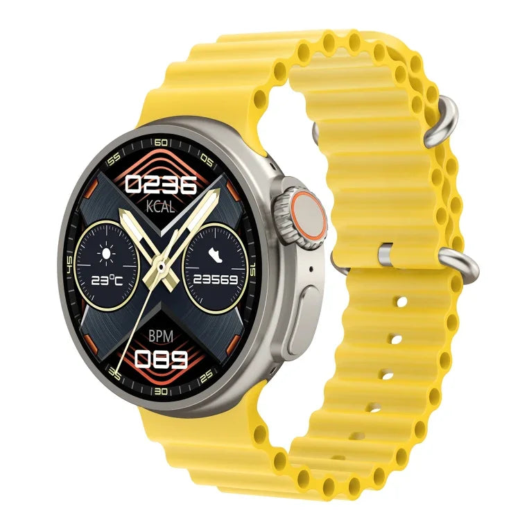 Montre connectée K9 Ultra Pro avec bracelet en silicone de 1,39 pouce, étanche IP67, compatible avec les appels Bluetooth et la NFC.