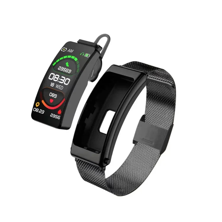 K13 Montre Intelligente avec Bracelet en Acier Inoxydable de 1,14 Pouce, Écouteurs Détachables, Appel Bluetooth, Bracelet en Acier (Noir), Bracelet en Acier (Or)