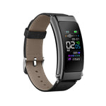 K50+ Montre intelligente étanche avec bracelet en cuir de 0,96 pouce, écouteurs détachables, compatible avec les appels Bluetooth, bracelet en cuir (noir)