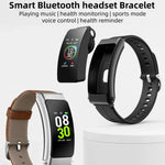 K50+ Montre intelligente étanche avec bracelet en cuir de 0,96 pouce, écouteurs détachables, compatible avec les appels Bluetooth, bracelet en cuir (noir)