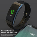 K50+ Montre intelligente étanche avec bracelet en cuir de 0,96 pouce, écouteurs détachables, compatible avec les appels Bluetooth, bracelet en cuir (noir)