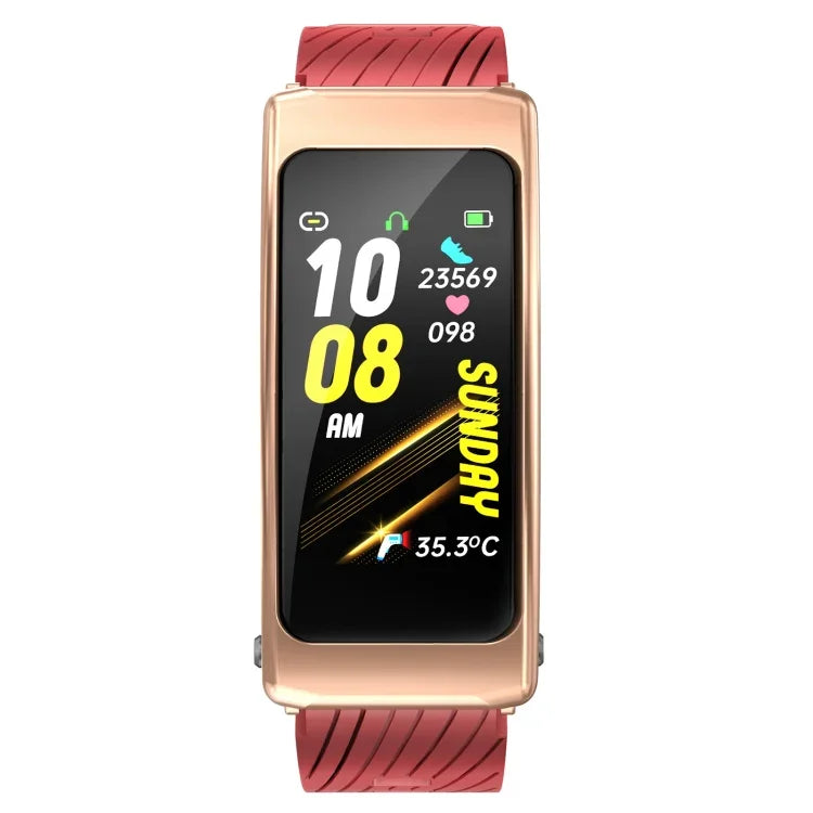 K20 Bracelet en silicone de 1,14 pouce Écouteurs Détachable Montre intelligente étanche supportant les appels Bluetooth, Bracelet en silicone (Noir Or rose)