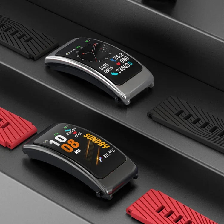 K20 Bracelet en silicone de 1,14 pouce Écouteurs Détachable Montre intelligente étanche supportant les appels Bluetooth, Bracelet en silicone (Noir Or rose)