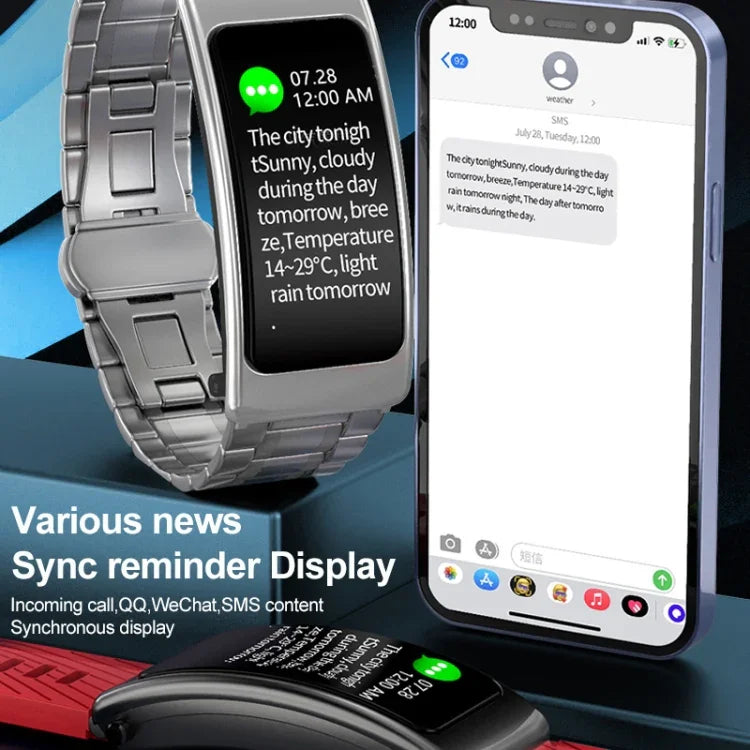 K20 Bracelet en silicone de 1,14 pouce Écouteurs Détachable Montre intelligente étanche supportant les appels Bluetooth, Bracelet en silicone (Noir Or rose)