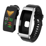 K50 Montre intelligente étanche IP67 avec écouteurs, bracelet en silicone 1,08 pouce, prise en charge des appels Bluetooth, bracelet en silicone (noir), bracelet en silicone (noir argent)