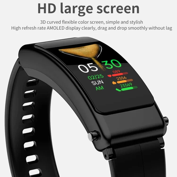 K50 Montre intelligente étanche IP67 avec écouteurs, bracelet en silicone 1,08 pouce, prise en charge des appels Bluetooth, bracelet en silicone (noir), bracelet en silicone (noir argent)